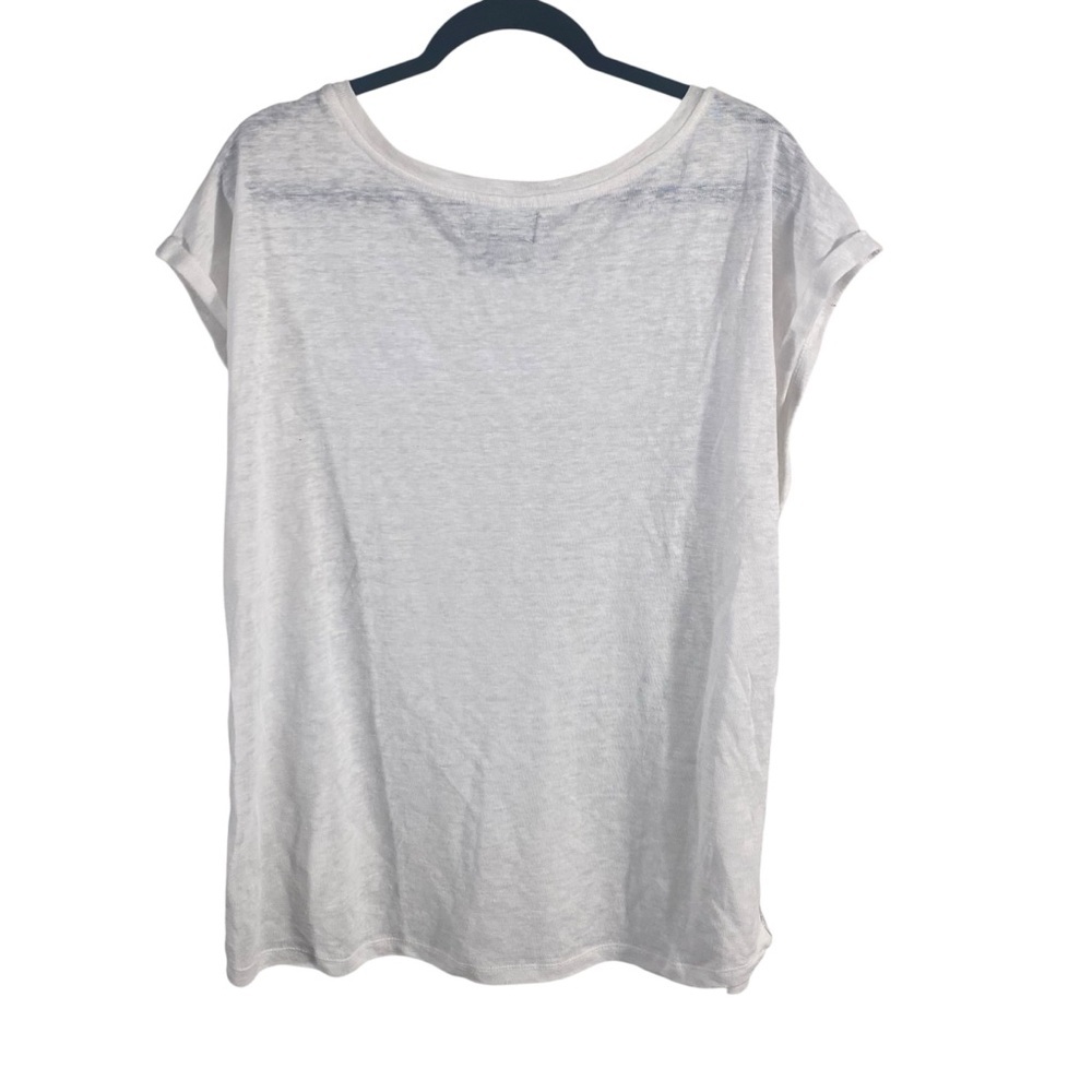 Cynthia Rowley 100% Linen Short Sleeve White Top With silver beading detailing - Picture 2 of 5